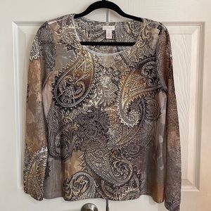Paisley Top with Lace Sleeves